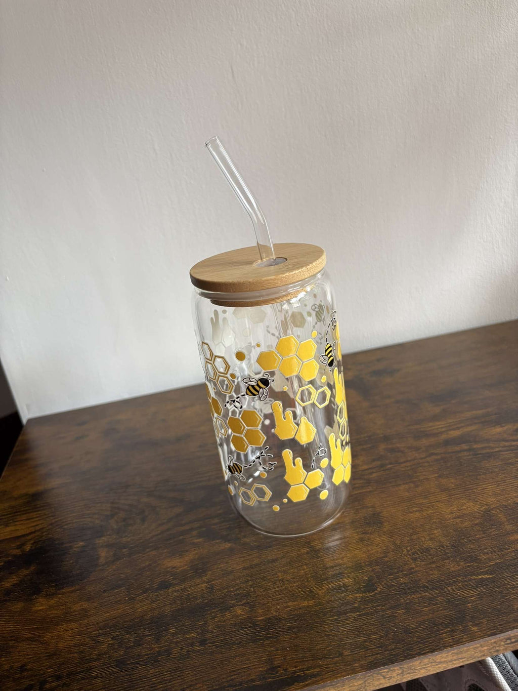Bee glass with custom wrap