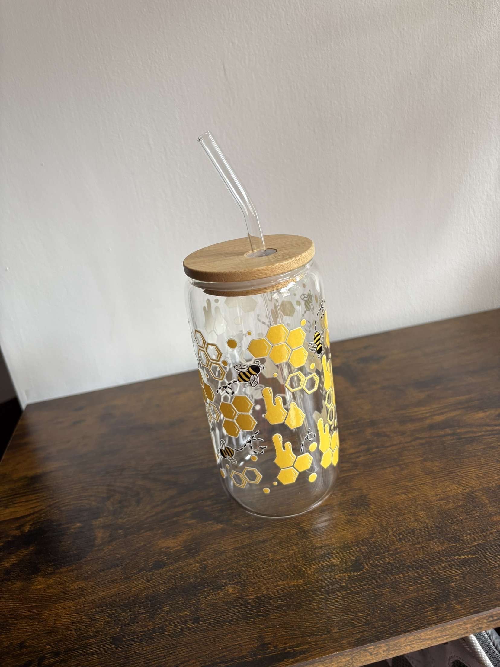 Bee glass with custom wrap