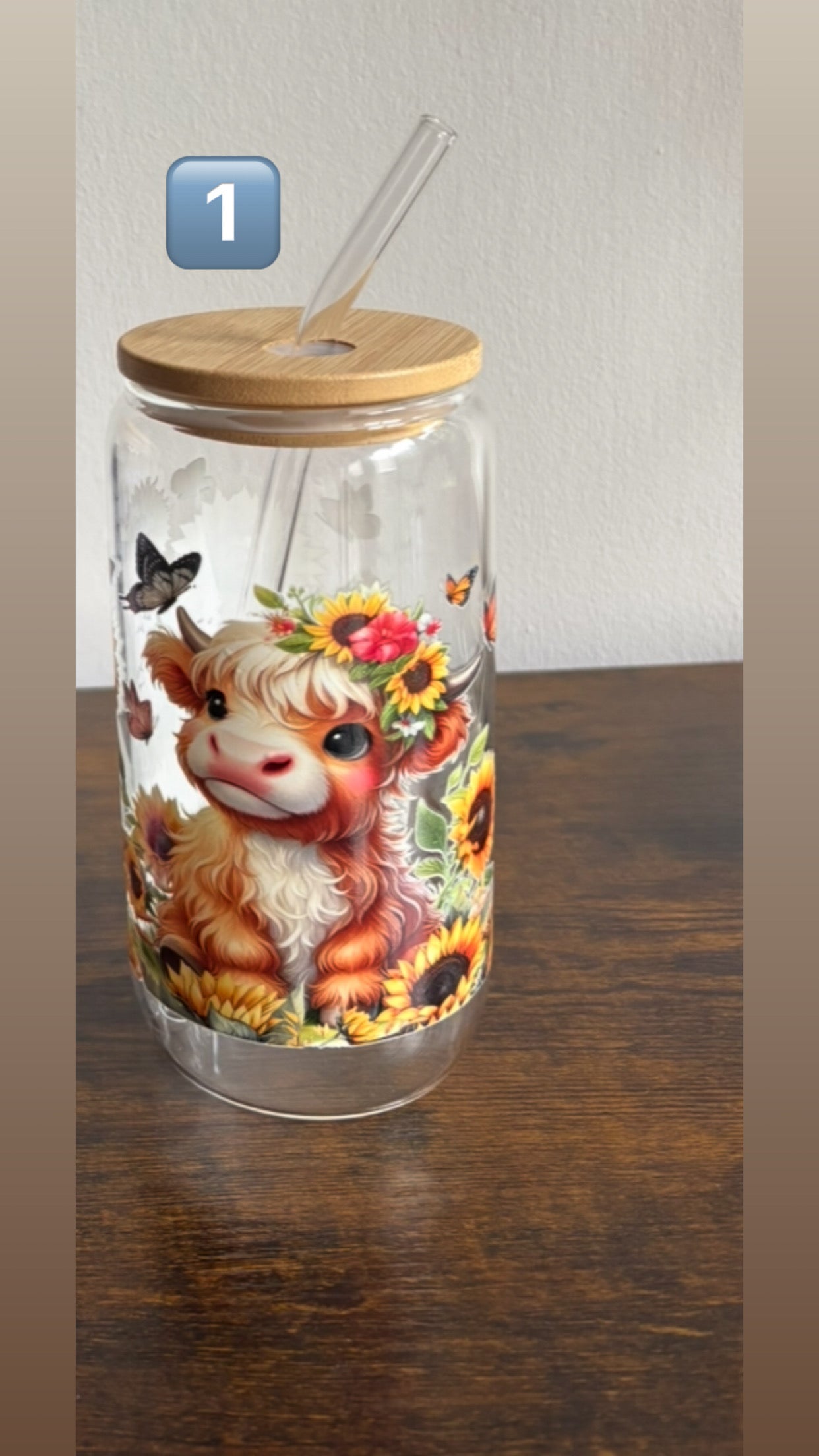 Highland cow glass with custom wrap